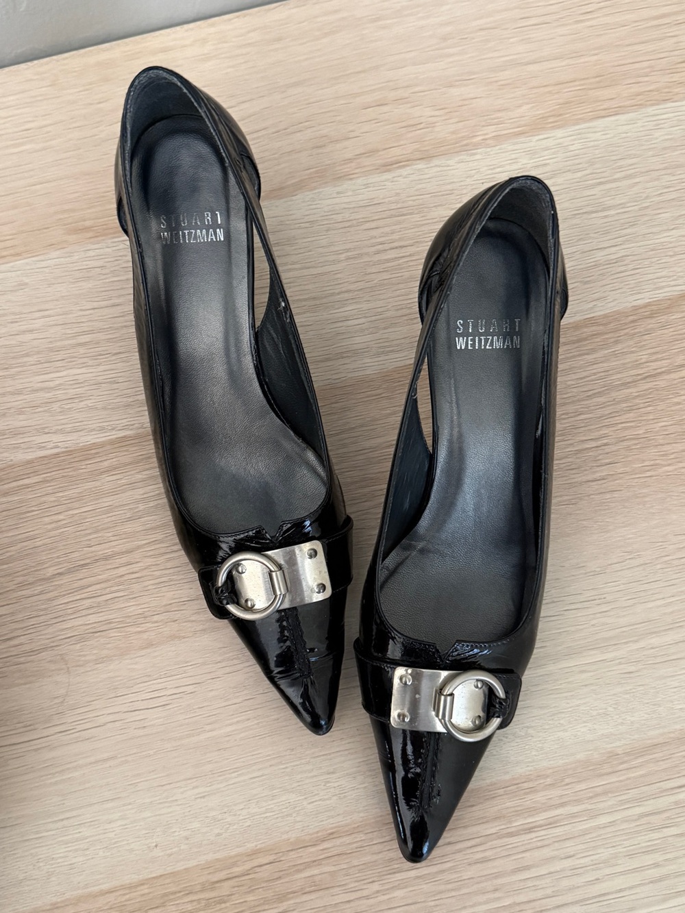 Stuart Weitzman Vintage Y2K Black Patent Leather Pointed Toe Pumps size 6.5